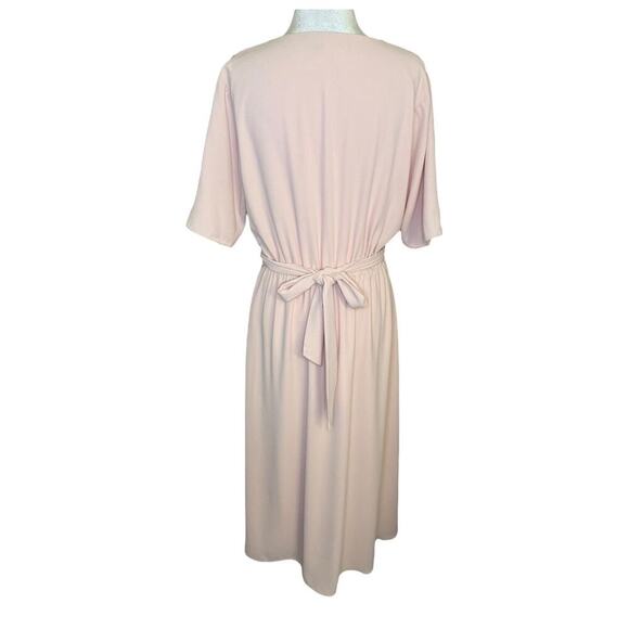 Alexia Admor Women's Pink V-Neck Waist Tie Midi Dress Size 6 - Picture 3 of 5
